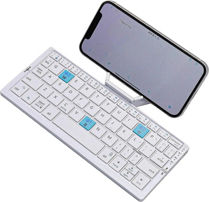 Portable foldable wireless Bluetooth keyboard with a magnetic stand, perfect for travel & mobile work.