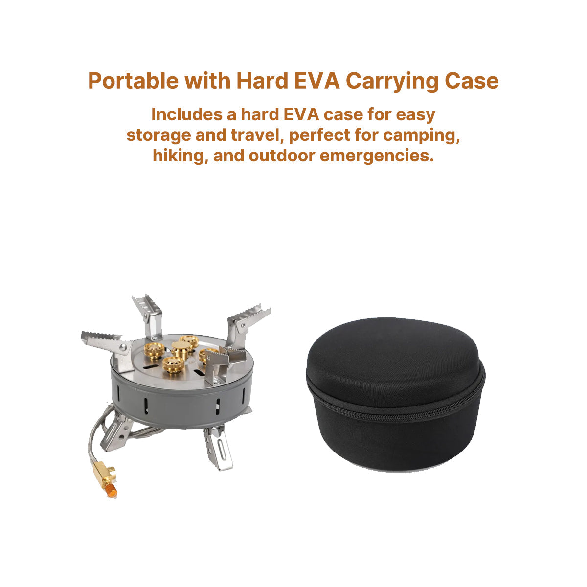Backpacking camp stove, folded for easy transport, essential for hiking and outdoor meals.