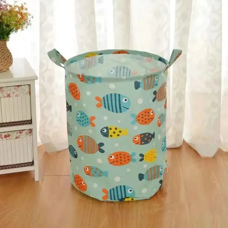 Unisex foldable storage bin & laundry basket for efficient home organization. Cotton linen, BOGO offer.