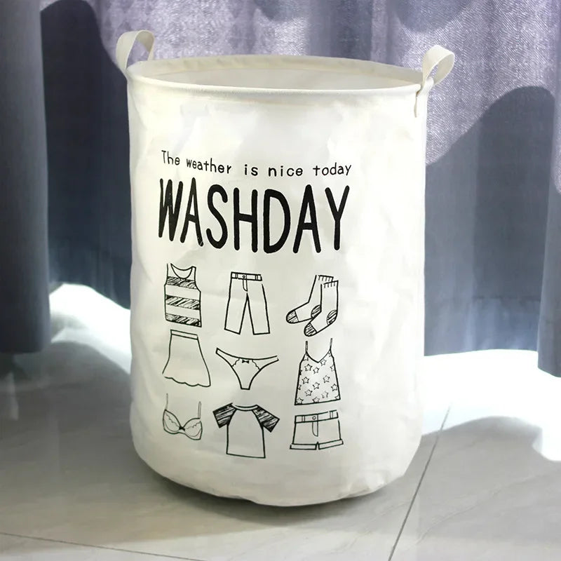 Easy-to-store foldable laundry basket, waterproof cotton linen, space-saving solution for any room. Unisex.