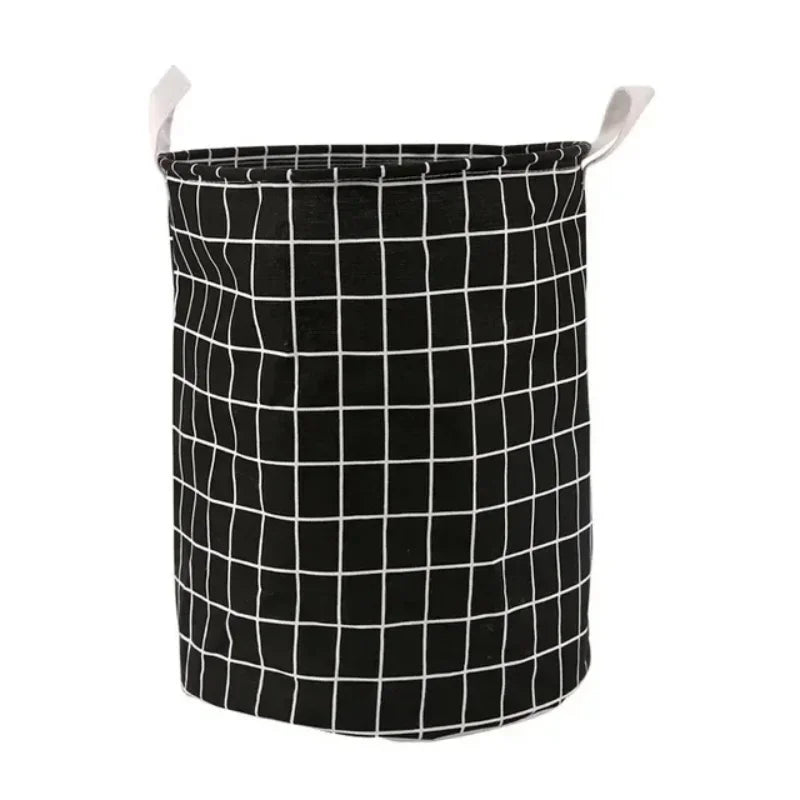 Cotton linen foldable toy storage bin & laundry basket. Unisex design for kids' rooms or adult use.