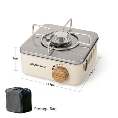 Durable mini foldable camping stove, portable gas burner for outdoor cooking, great for hiking and survival gear.