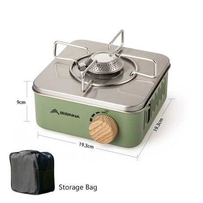 Efficient mini foldable camping stove, compact backpacking and hiking gear, easy to set up for outdoor cooking.
