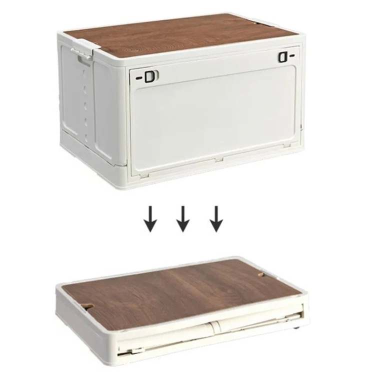 Durable foldable storage container with integrated cutting board, perfect for outdoor cooking prep