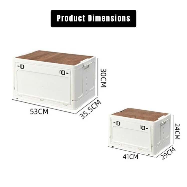 Adventure travel foldable storage box featuring a versatile bamboo cutting board surface