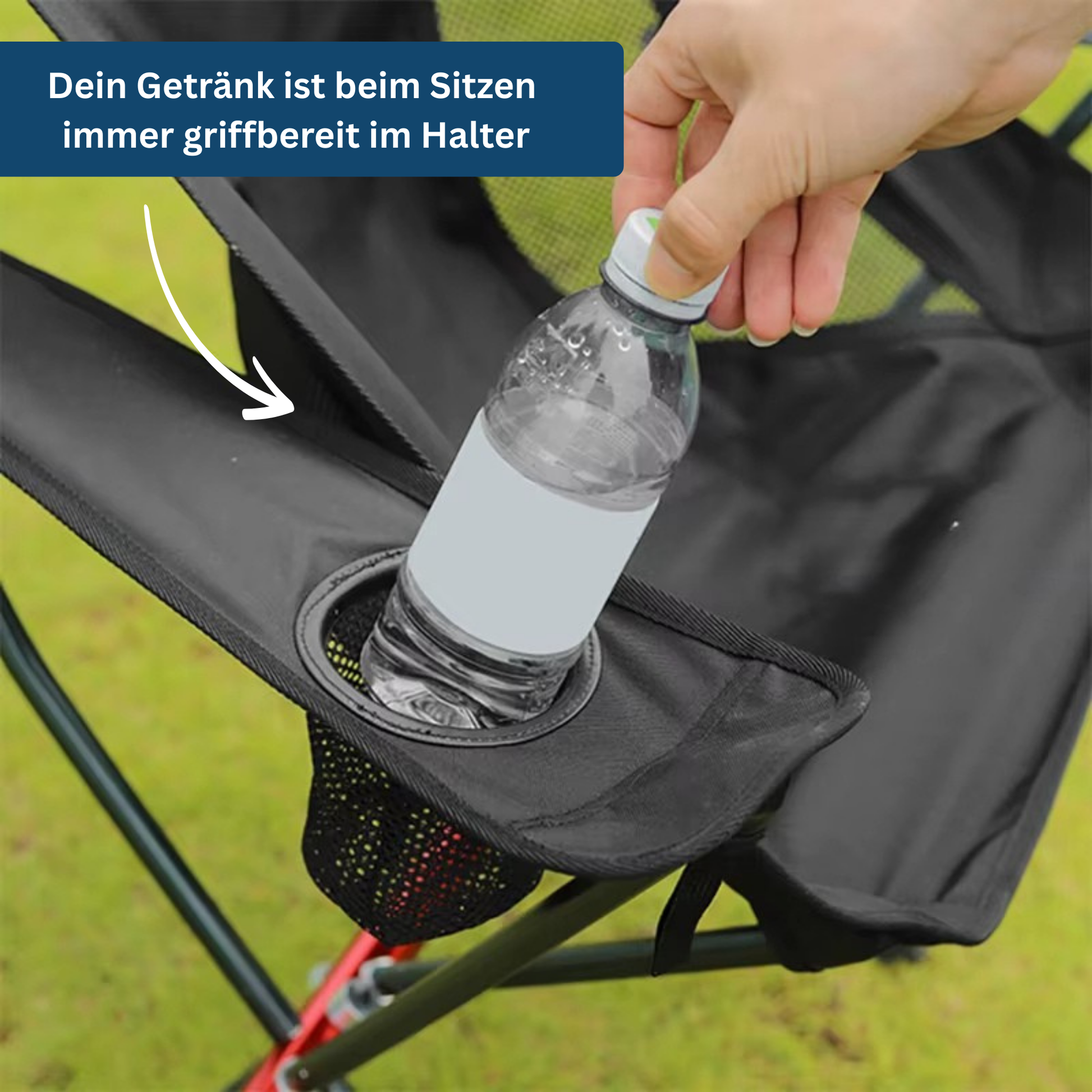 Durable red foldable camping chair, compact with a matching carry bag for outdoor adventures.