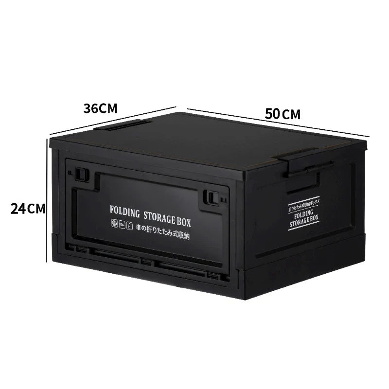 Portable storage solution: folding crate with wood lid for camping