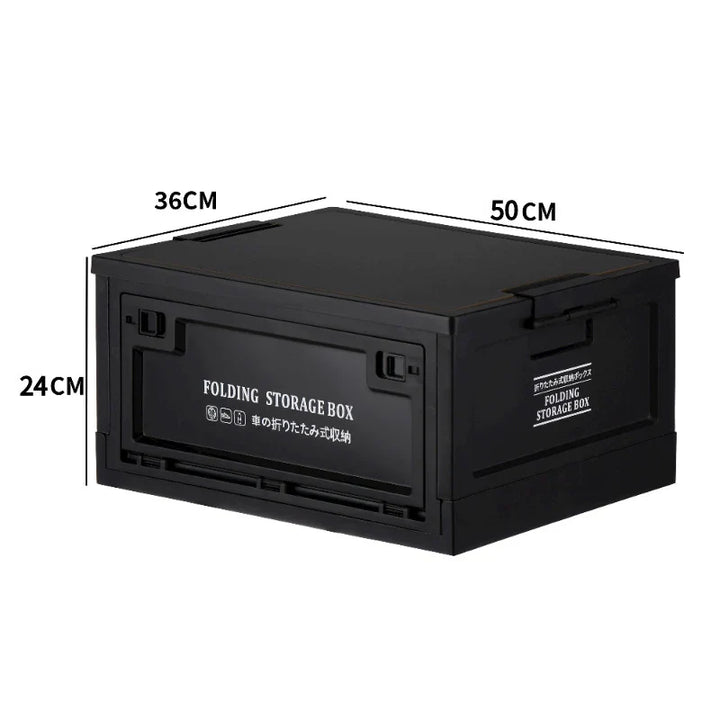 Portable storage solution: folding crate with wood lid for camping