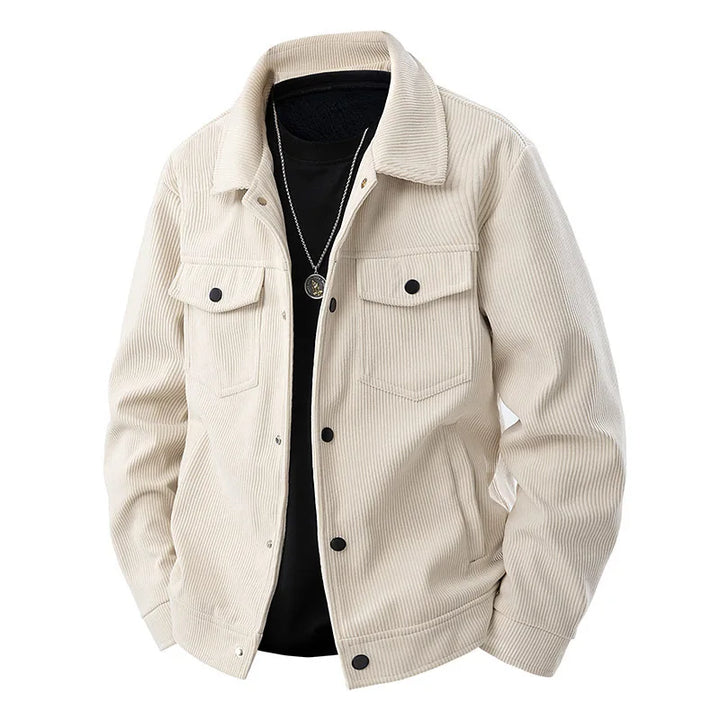 Forest green unisex ribbed jacket, ideal for everyday comfort & versatile layering. Cozy casual outerwear.