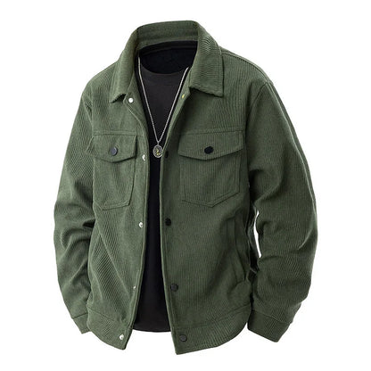 Stylish brown unisex ribbed jacket for everyday wear. Cozy outerwear offering comfort & versatile layering.
