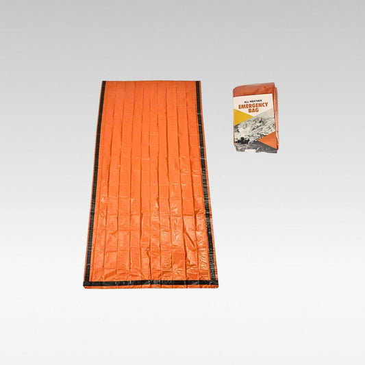 Four compact emergency survival sleeping bags showing thermal mylar material, essential for camping & hiking safety.