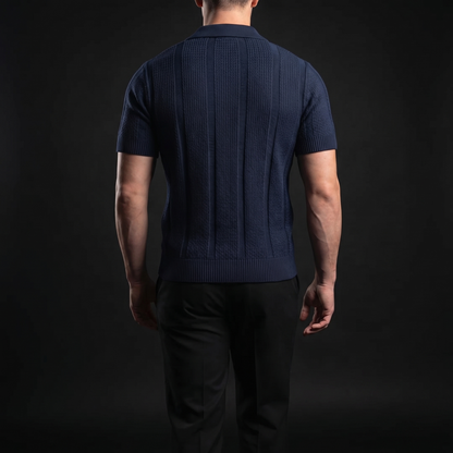 White men's performance polo shirt, a comfortable and breathable top for everyday summer wear and sports.