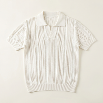 Men's performance polo in a classic color, offering a sharp look and superior breathability for summer activities.