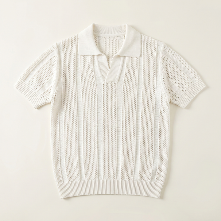 Men's performance polo in a classic color, offering a sharp look and superior breathability for summer activities.