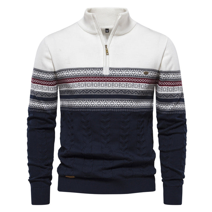Front view of Men's Bergen Nordic Half-Zip Sweater, classic casual winter pullover style.