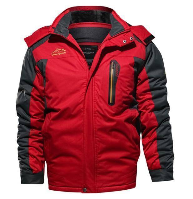 Folded men's fleece lined waterproof parka jacket, showcasing its compact design for travel