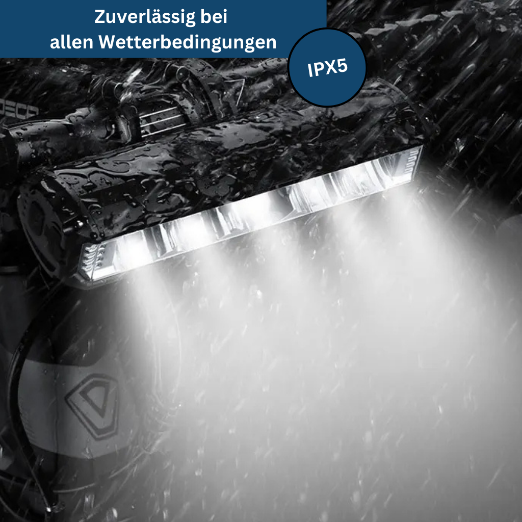 Overhead shot of Frontlight Maxi headlamp on a rock, illustrating its durable, weather-resistant build