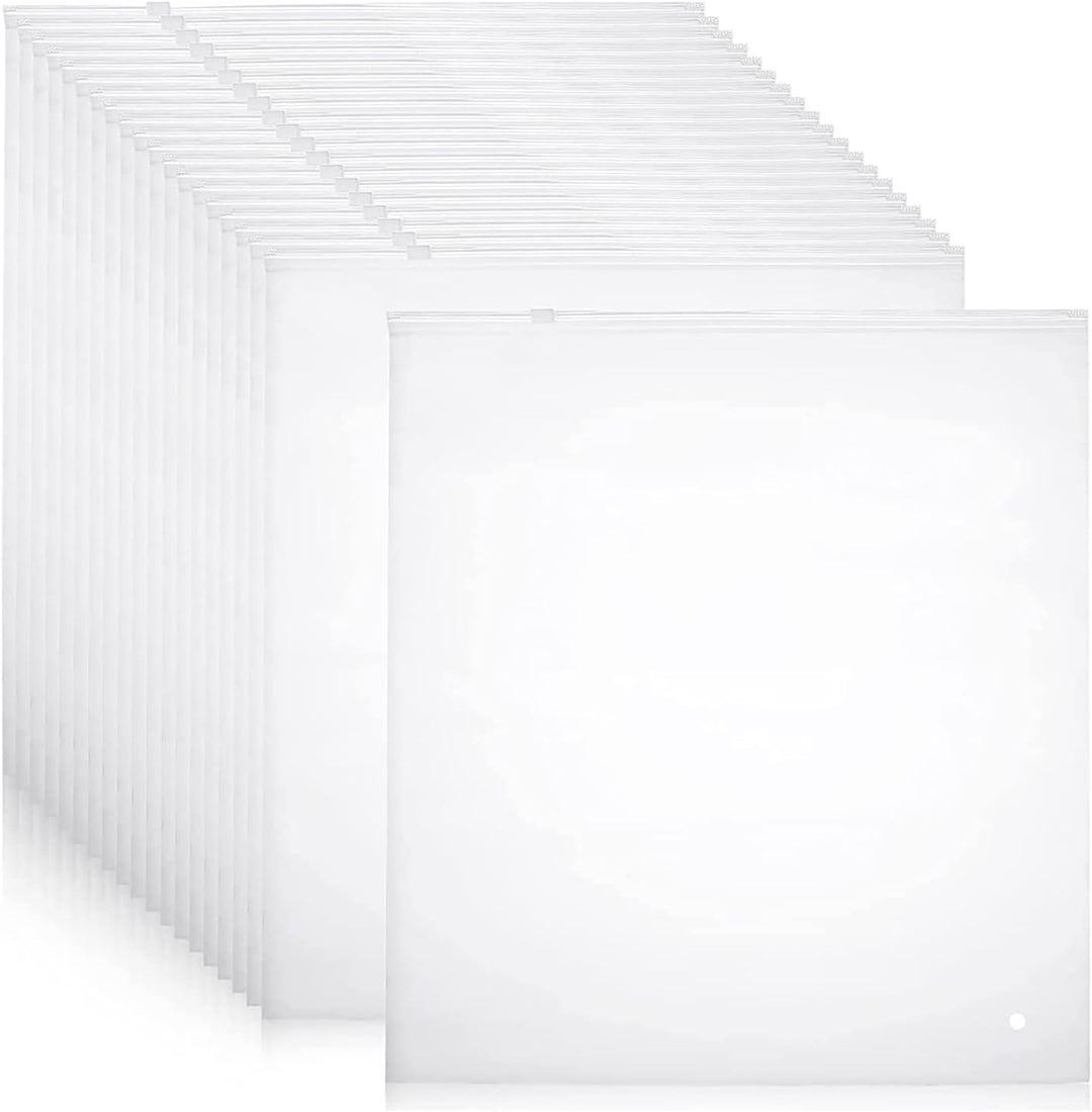 Frosted zipper storage bags, 20-pack for home organization & garment protection.