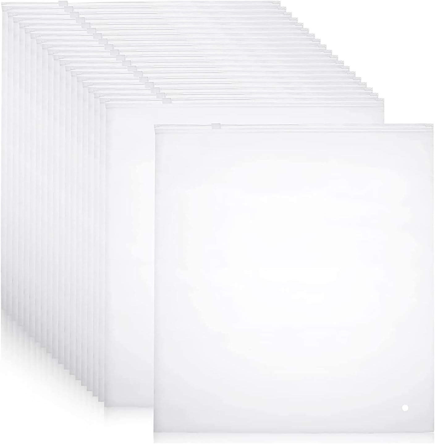 Frosted zipper storage bags, 20-pack for home organization & garment protection.