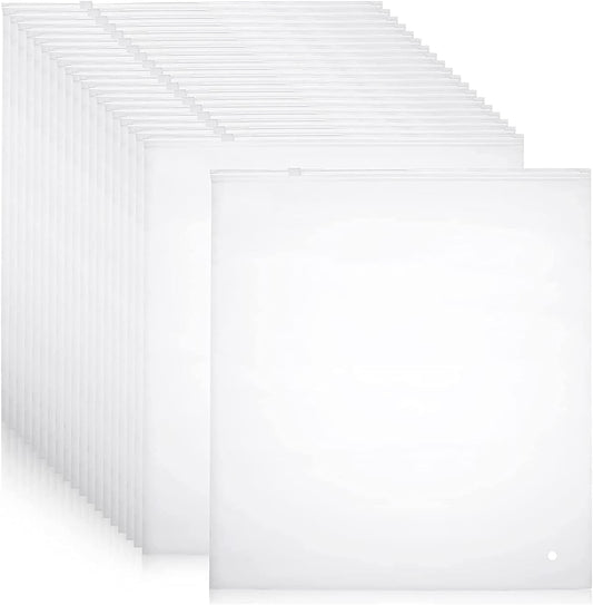 Frosted zipper storage bags, 20-pack for home organization & garment protection.