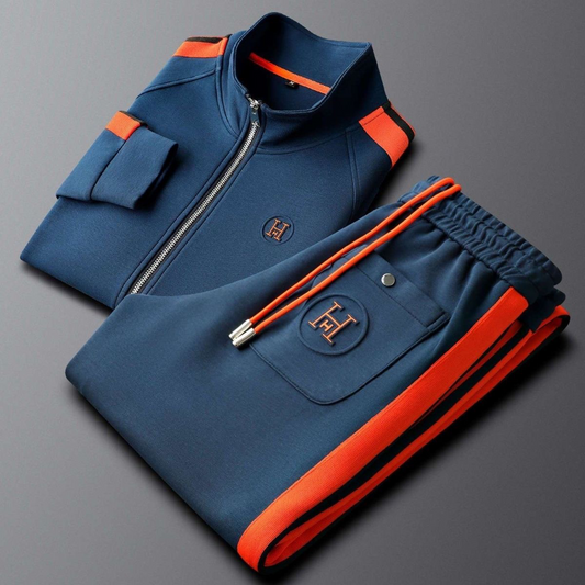 Full-length men's Riviera track suit, a stylish and comfortable athletic wear matching set.