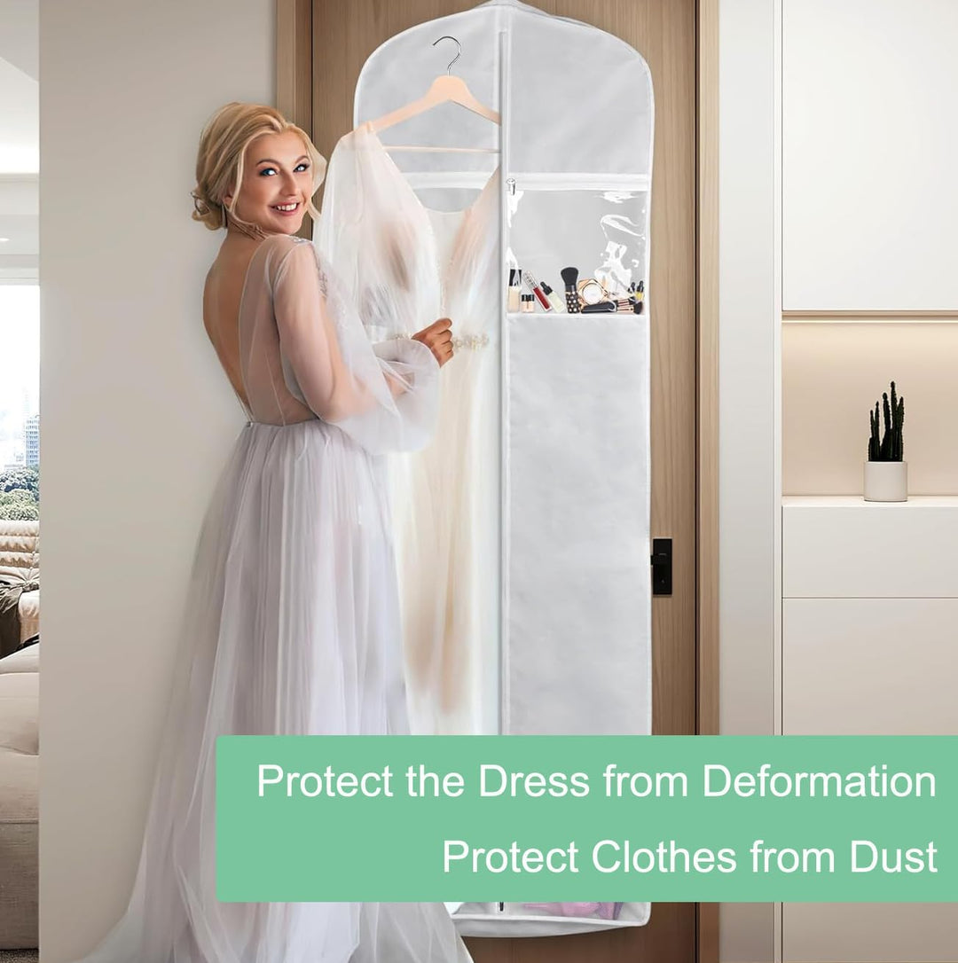 Organize your closet with this large wedding dress garment bag, ensuring gown preservation & dustproof home organization.