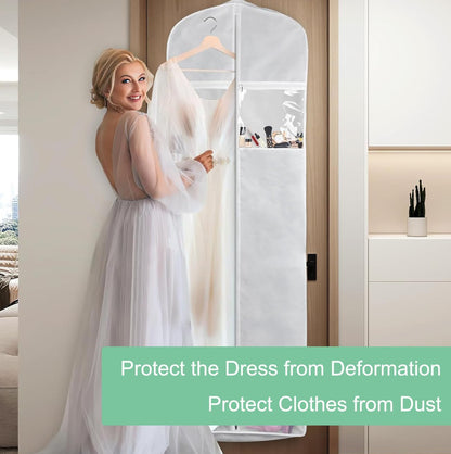 Organize your closet with this large wedding dress garment bag, ensuring gown preservation & dustproof home organization.