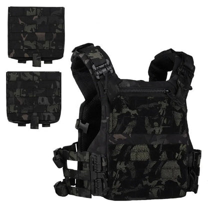 Breathable mesh lining visible inside the MOLLE combat vest for enhanced comfort during use