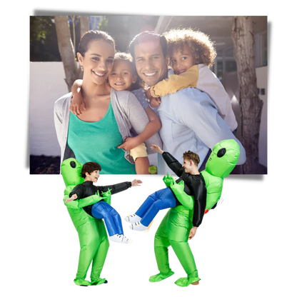 Novelty inflatable alien abduction costume, a unique and funny outfit for Halloween parties, cosplay, or events.