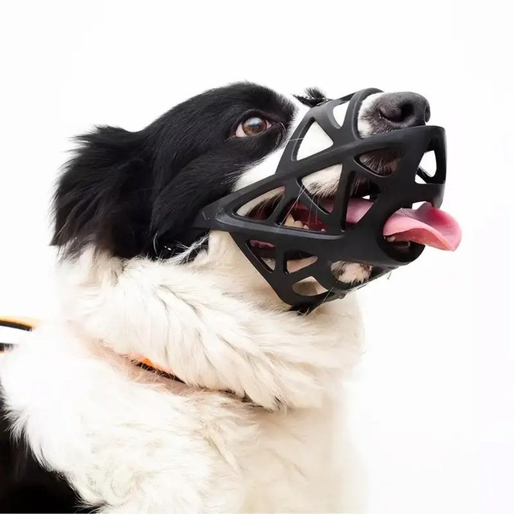 Breathable dog muzzle for anti-barking & no biting, ensuring pet safety & gentle training. Comfortable fit.