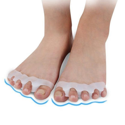 Orthopedic toe separator for hammer toe relief. Flexible gel cushions & stretches toes, promoting natural alignment.