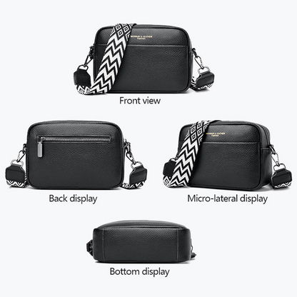 Elegant women's genuine leather fashion bag complementing a stylish everyday outfit.