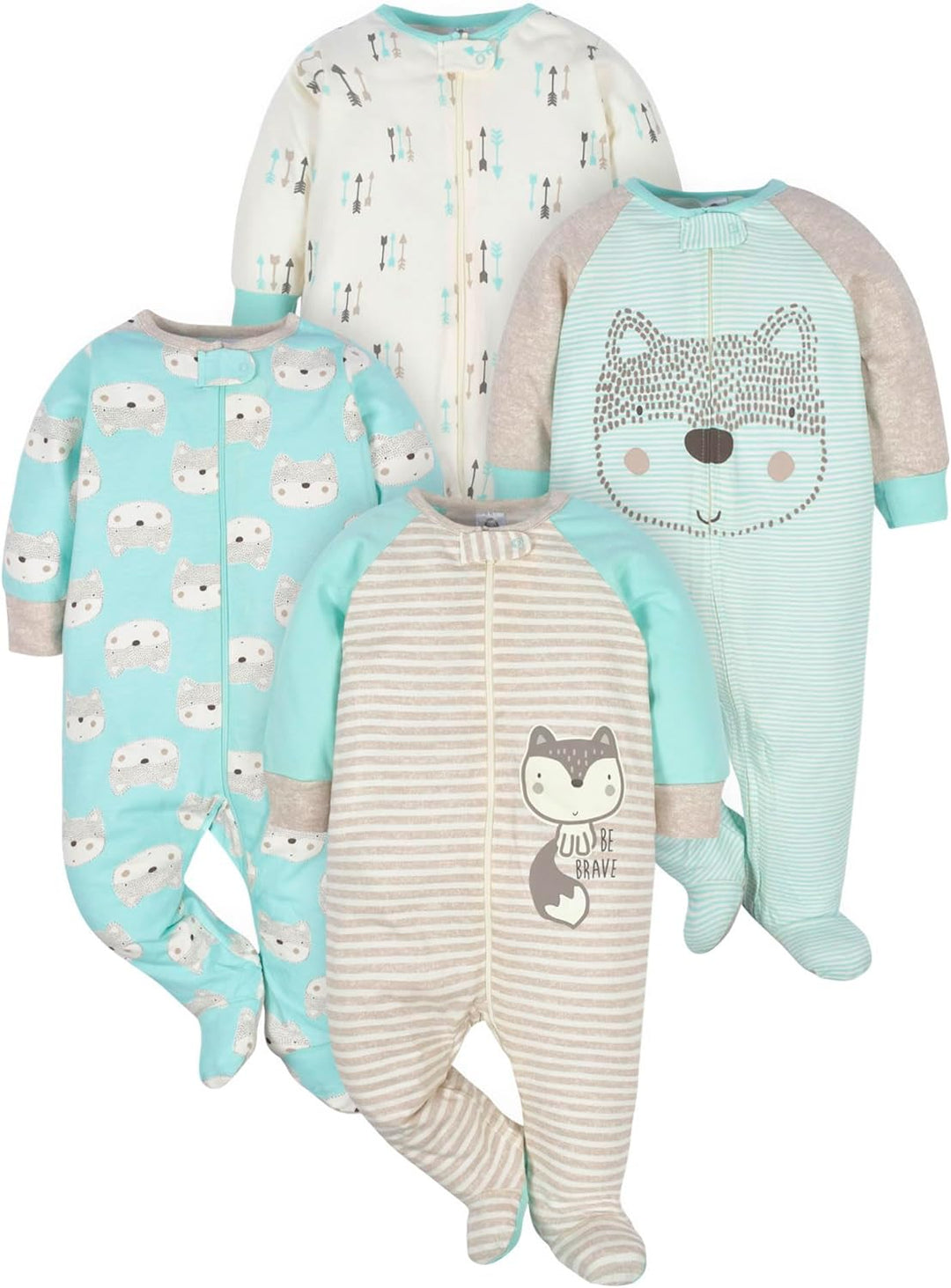 Gerber boys' footed sleepsuit, soft cotton, easy changing snaps, cozy baby pajamas for infants.