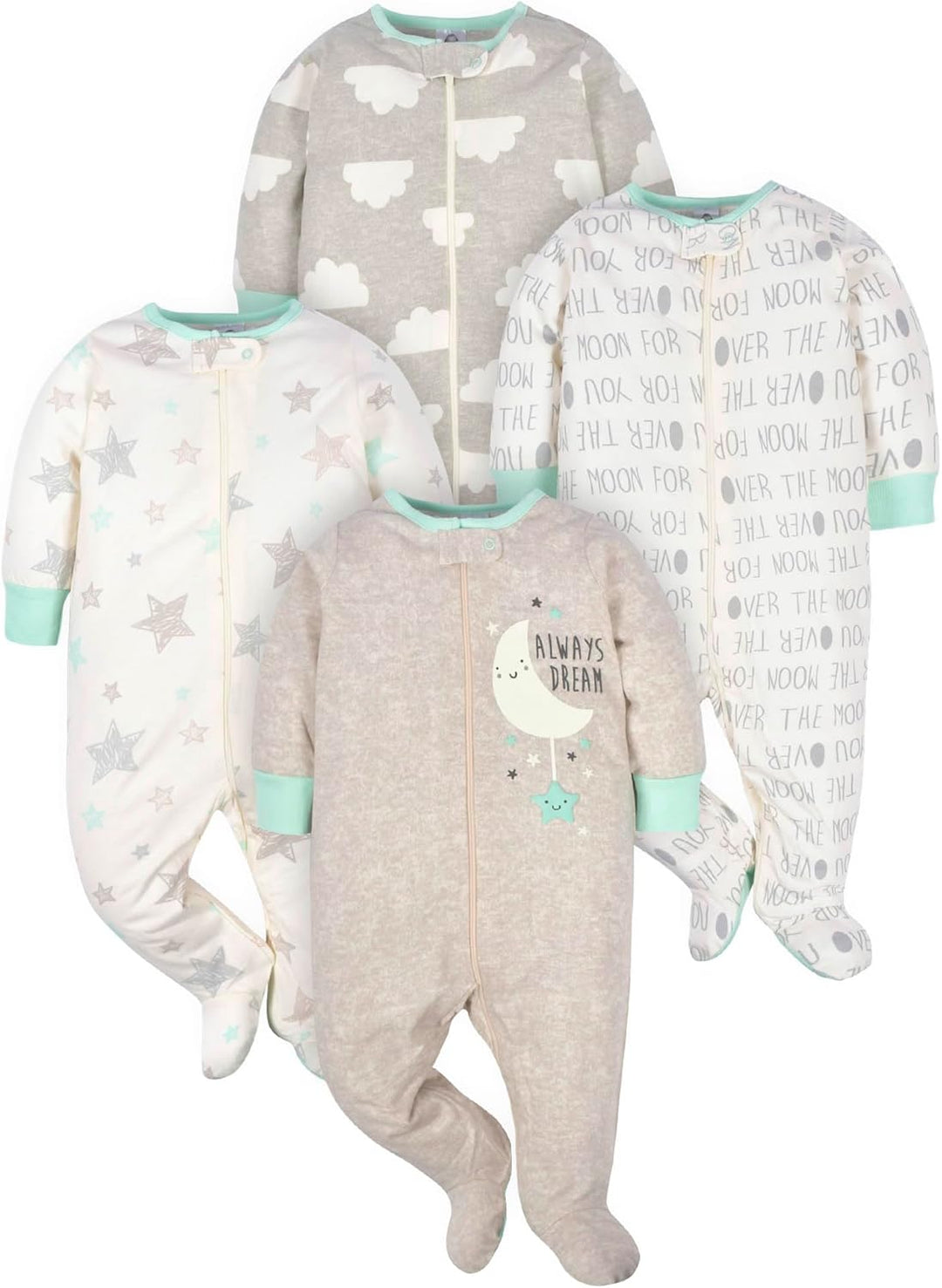 Cute animal print boys' footed sleepsuit, soft & cozy baby pajamas for comfortable sleep. Newborn outfit.