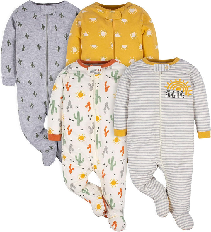 Gerber soft cotton footed sleepsuit for baby boys. Easy changing pajamas, perfect for newborns & infants.