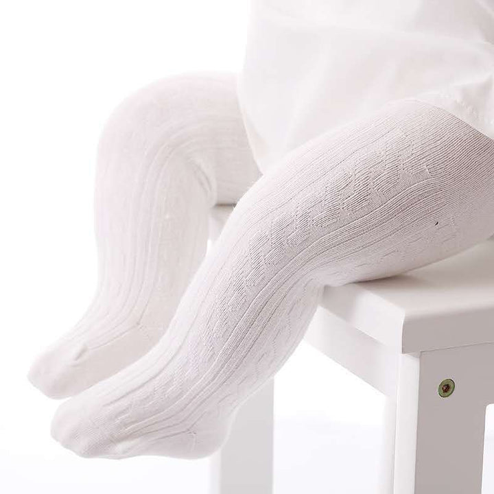 Cute knitted cotton tights for girls, perfect for everyday style. Comfortable children's fashion leggings.