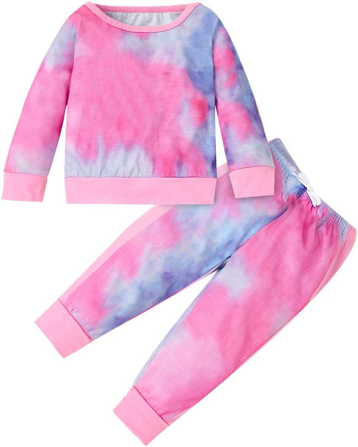 Toddler girl's warm knit sweater & matching pants, ideal for comfortable playwear.
