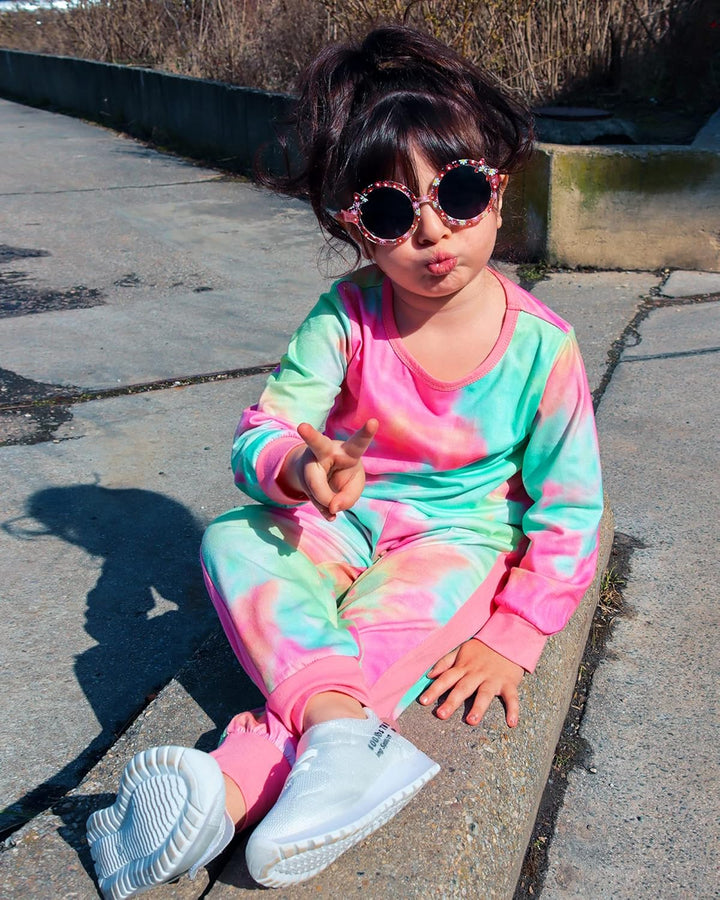 Softest children's apparel: snug sweater & comfortable pants for girls.