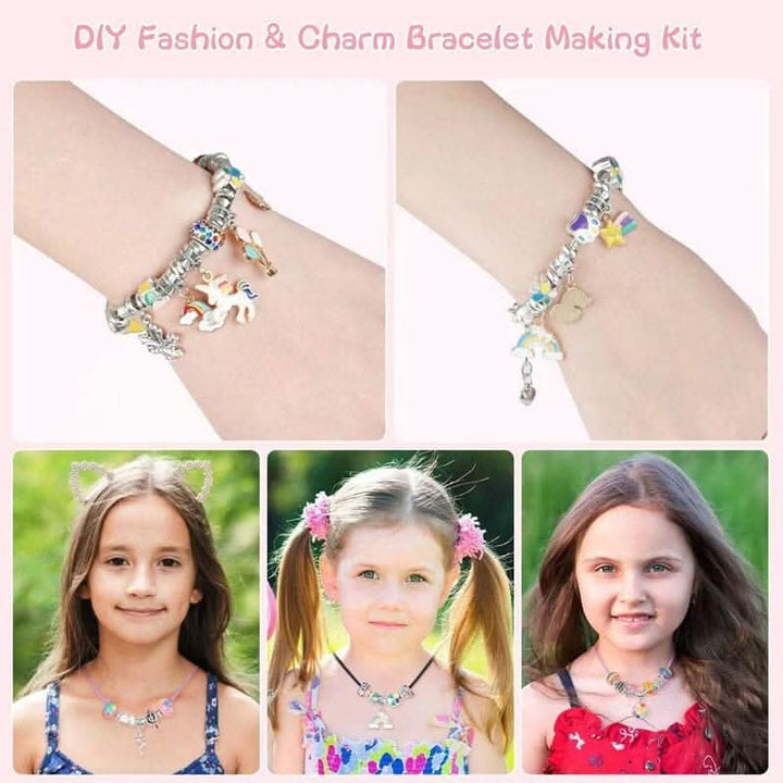 Jewelry craft kit for girls. Assemble dazzling bracelets with shimmering, colorful charms.