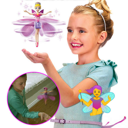 Bright pink Girls' Flying Princess drone toy, an interactive hand gesture controlled gift for children.