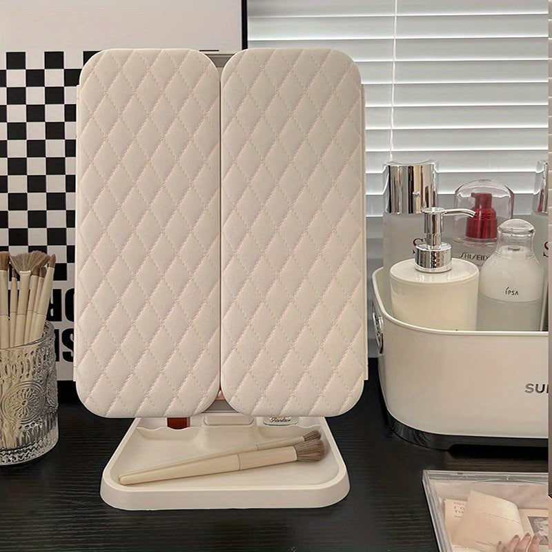 Portable Glamlit trifold LED makeup mirror provides bright, even lighting for precise cosmetic application and grooming.
