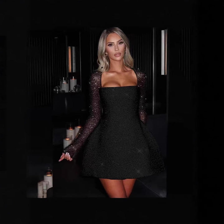 Glamorous & elegant women's evening mini dress with a flattering fit, perfect for parties & cocktails.