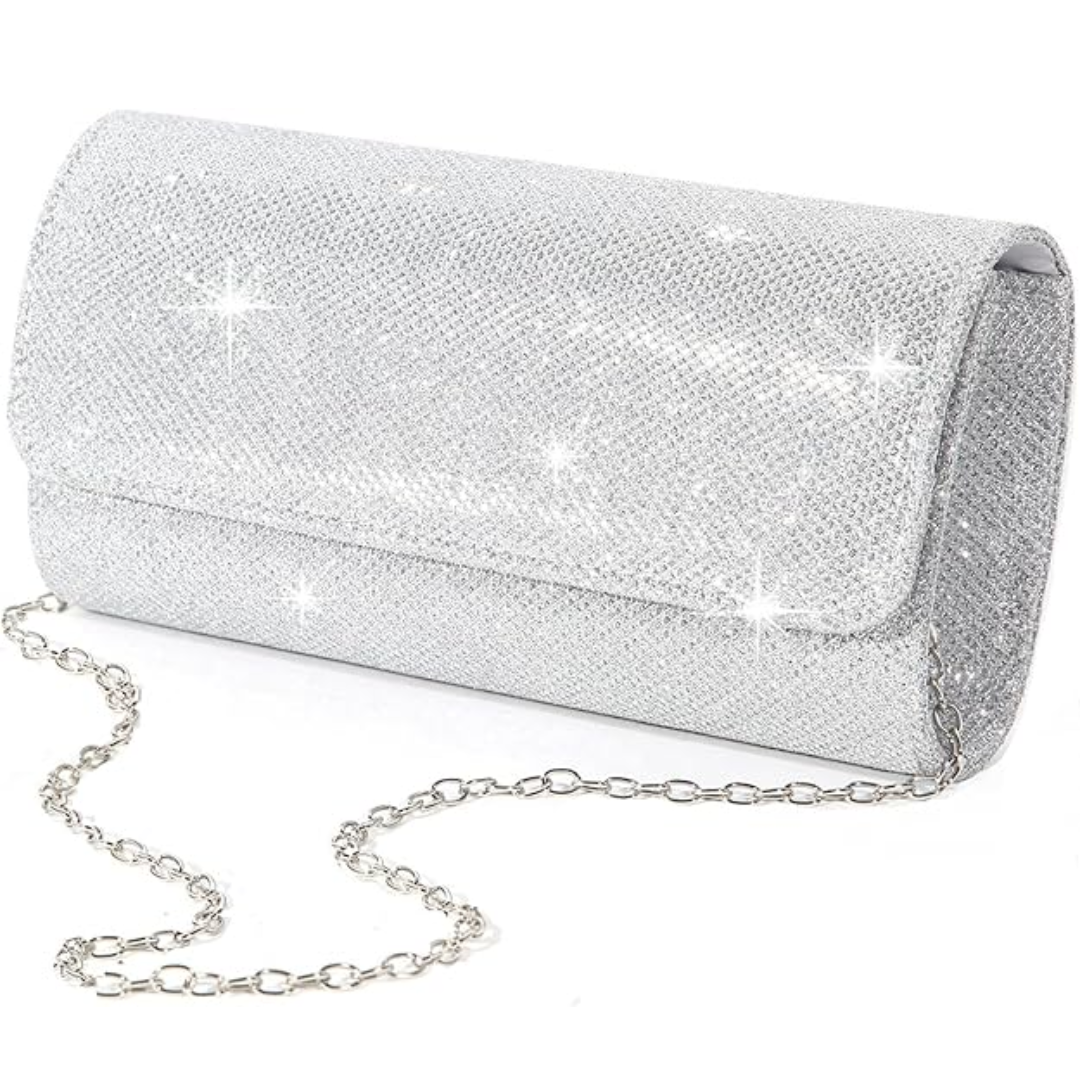 Glamorous sparkle evening clutch handbag for women. Perfect party & wedding accessory. Elegant fashion.
