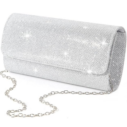 Glamorous sparkle evening clutch handbag for women. Perfect party & wedding accessory. Elegant fashion.