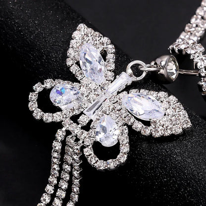Trendy women's shiny rhinestone butterfly body chain. A glamorous piece of festival and beach jewelry.