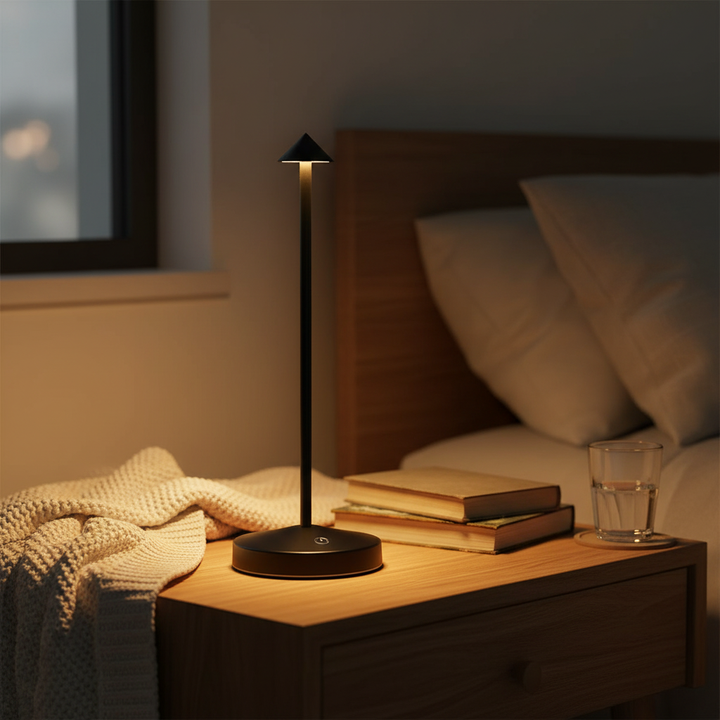 GlowArrow portable LED table lamp with modern design, perfect for ambient lighting in any home.