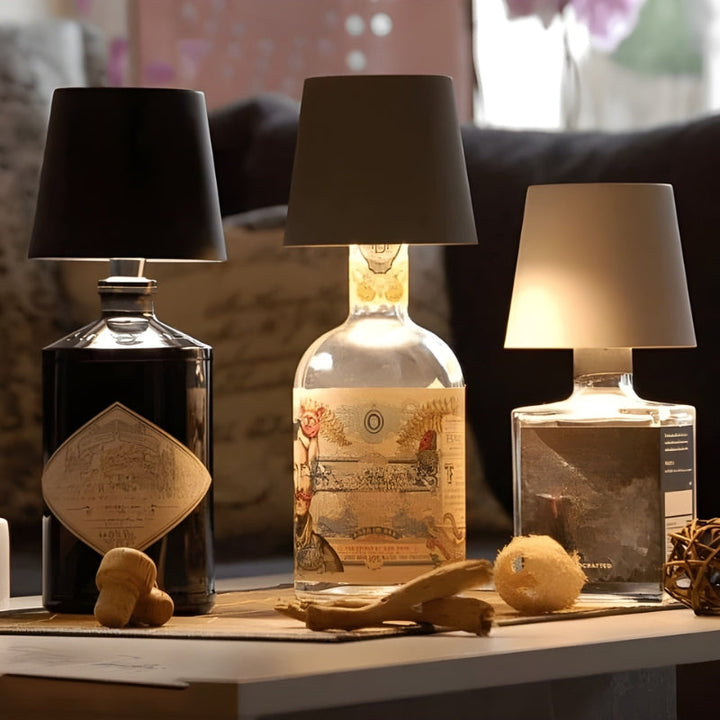 Unique GlowBottle decorative bottle lamp, an ideal gift for home decor enthusiasts seeking ambient lighting.