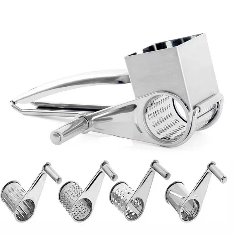GRATE MOTION kitchen gadget: A manual rotary grater making food prep effortless for cheese & veggies.