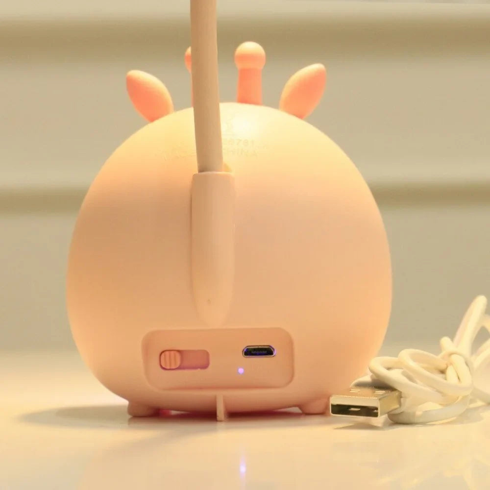 BrightBuddy green deer eye-care reading lamp, USB night light, perfect study lamp for children.