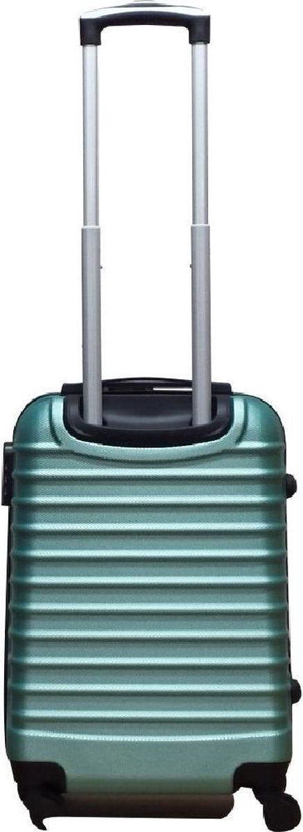 Green hardshell 2-piece luggage set for travel, durable ABS suitcases with spinner wheels.